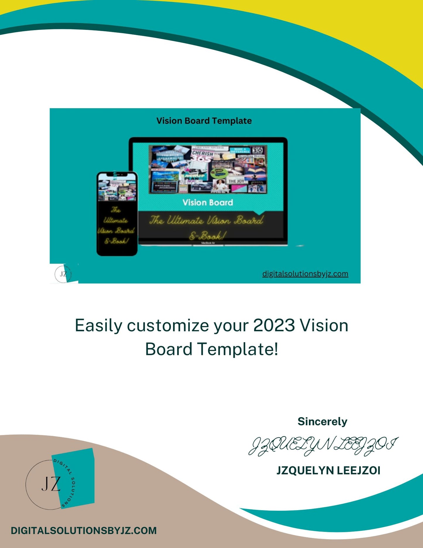 2023 Vision Board Canva Template (Digital Download)